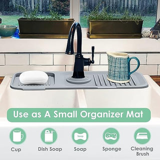 SplashMate - Adjustable Silicone Faucet Mat | Always Clean, Never Wet!