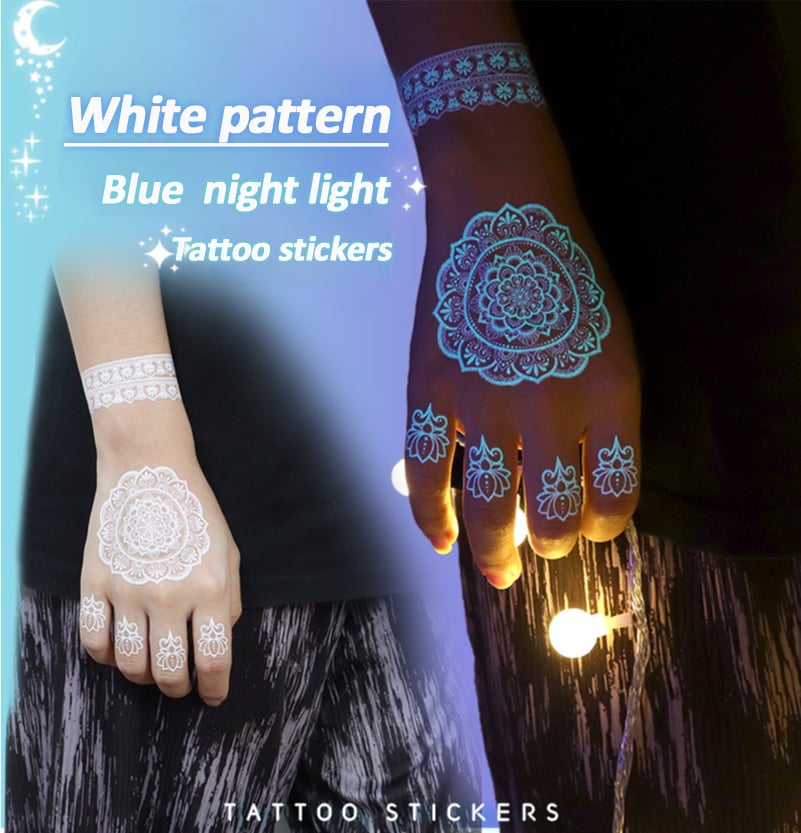 🔥Waterproof Blue Luminous Butterfly Tattoo Stickers - Temporary Body Art for Music Festivals & Parties