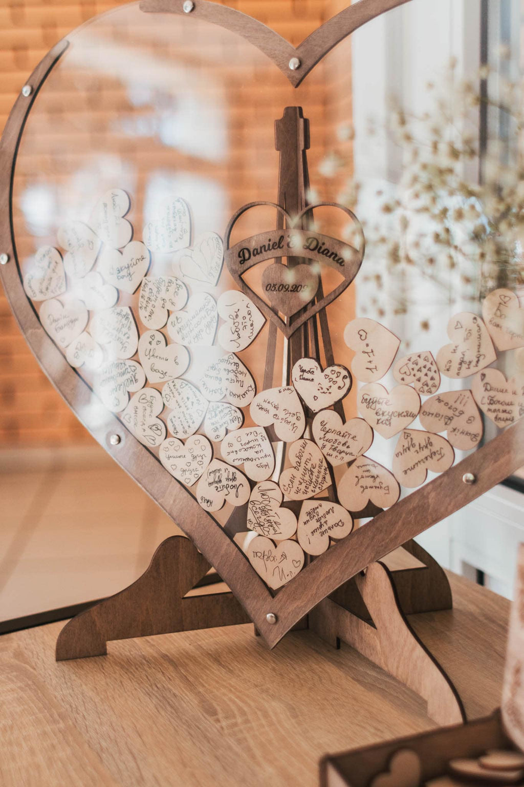 CherishFrame - Wooden Heart Guest Book