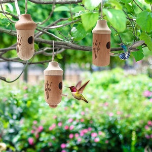 HummiNest – Wooden Hanging Hummingbird Feeder
