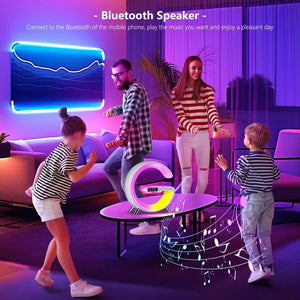Multifunctional Bluetooth Speaker With Radiant Wireless Charger and Clock marnetic