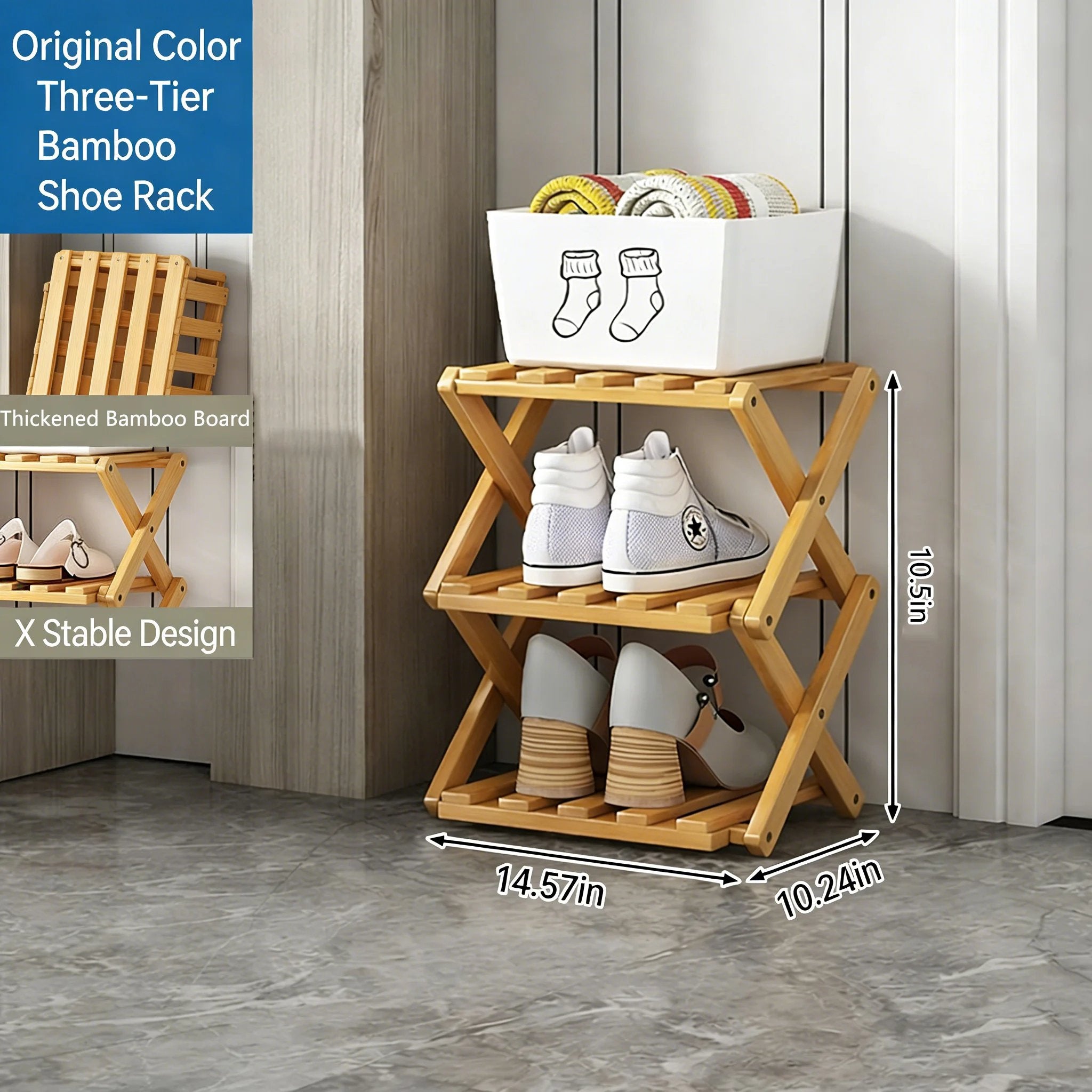 The 9-Tier No-Assembly Bamboo Rack !🌿👟