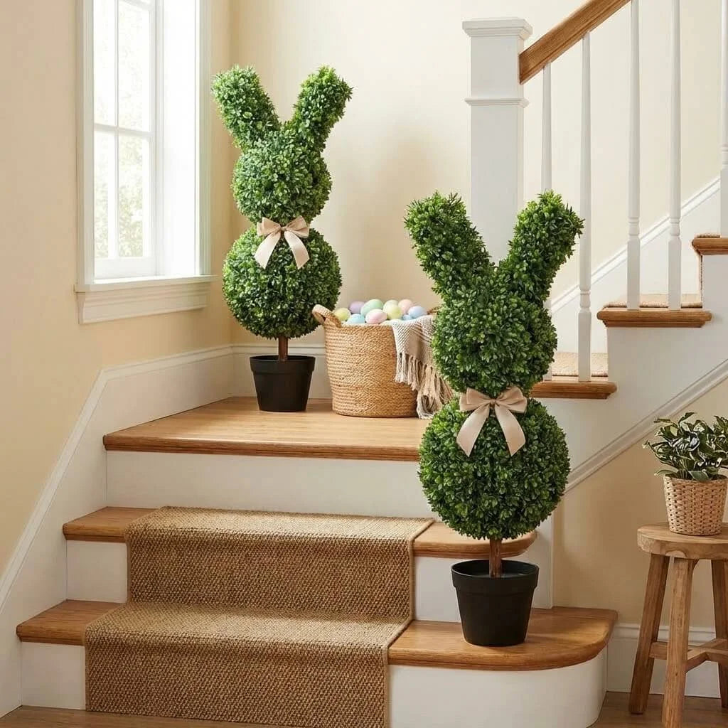 SpringHaven – Decorative 36" Bunny Topiary Set