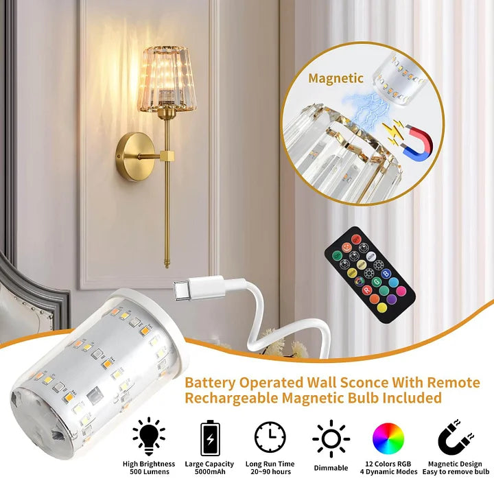 LumiGlow – Wireless Crystal Wall Sconce (2 Packs)