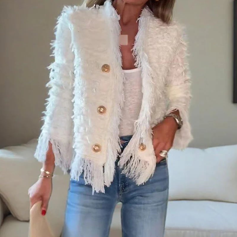 VeloraStyle – Tassel Button Women’s Short Coat