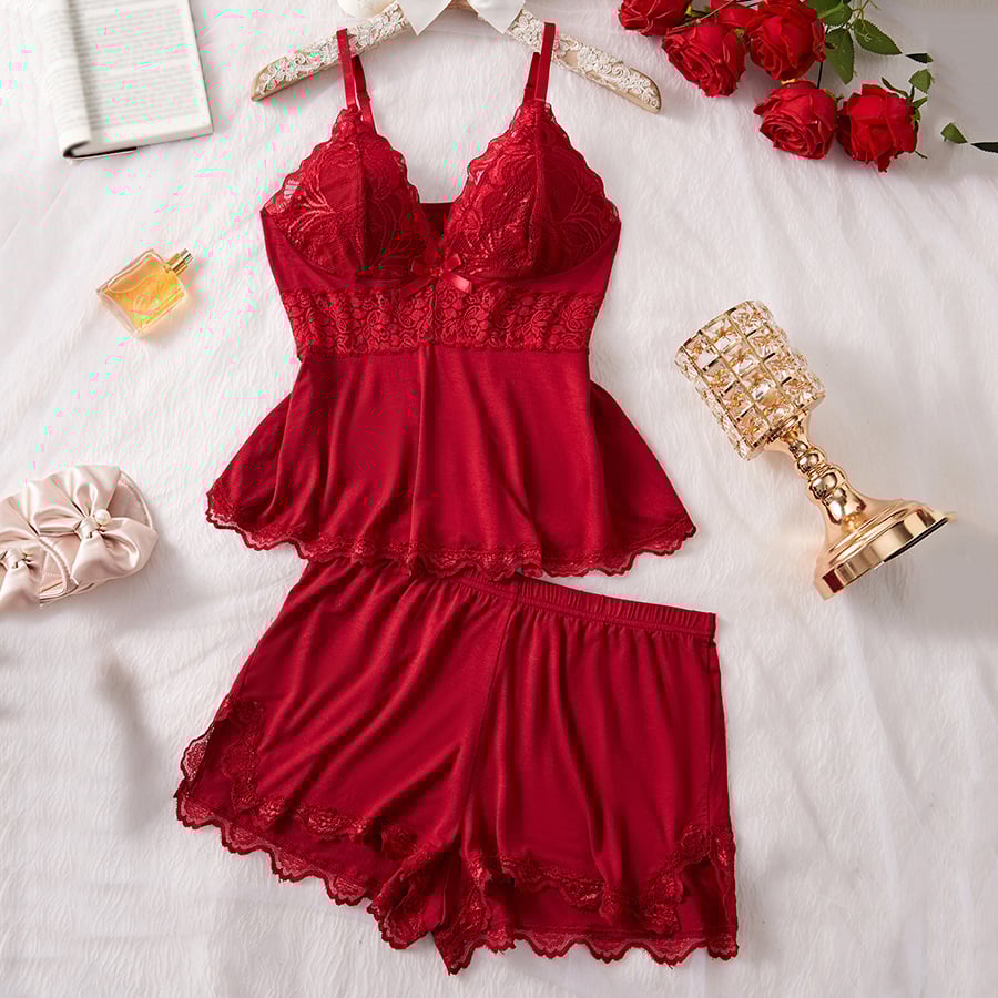 Velvelle - Floral Sleep Set in Modal with Romantic Lace Touch
