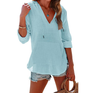 WaveLuxe - Oversized Hooded Cover Up Shirt