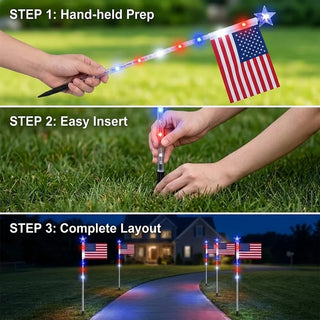 LibertyShine – 8 Solar American Flag Garden Lights