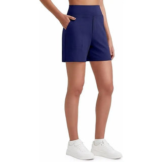 Women's High-Waisted Athletic Bermuda Shorts with Pockets – Running, Yoga, Summer Casual Activewear