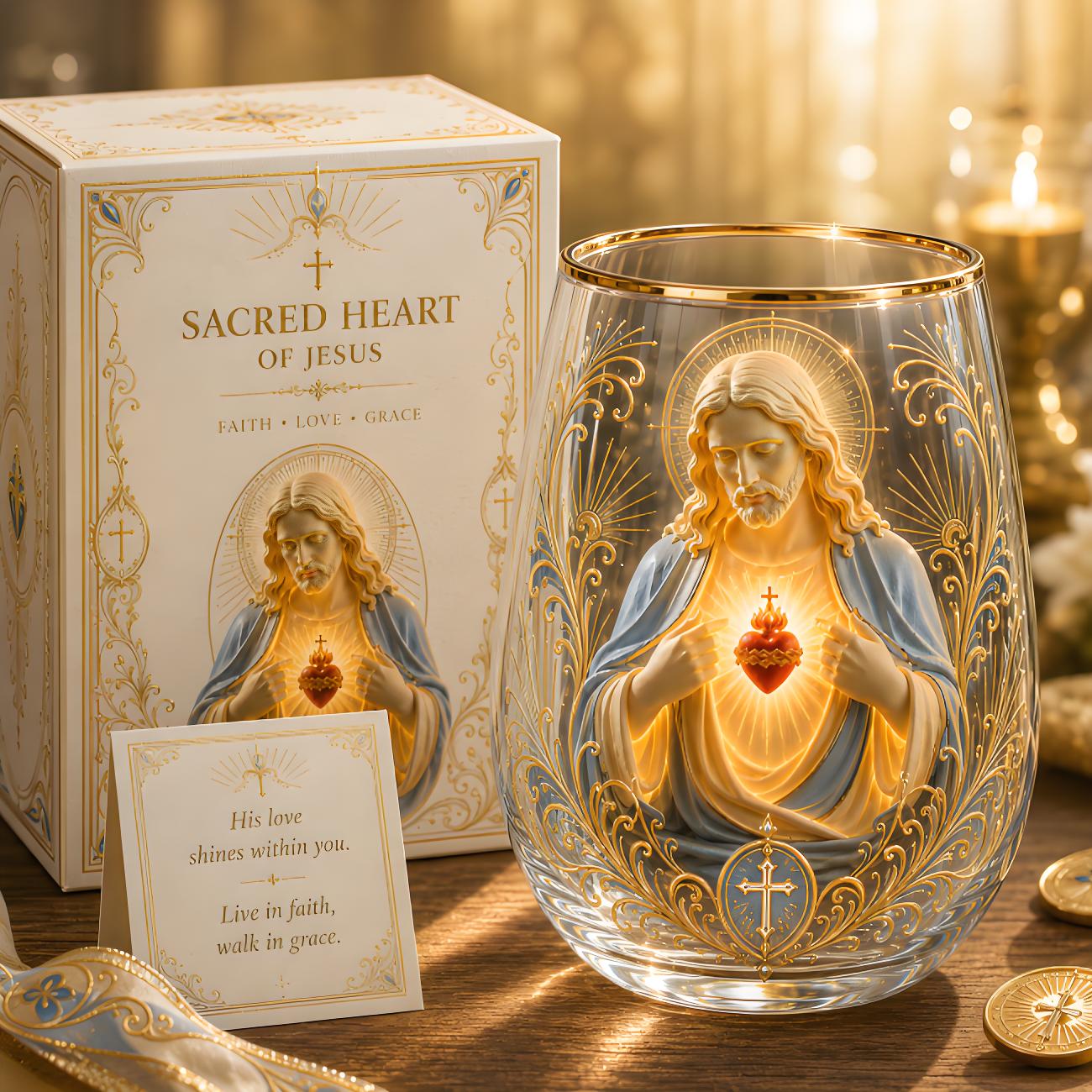 DivineSip – Sacred Heart of Jesus Glass Cup
