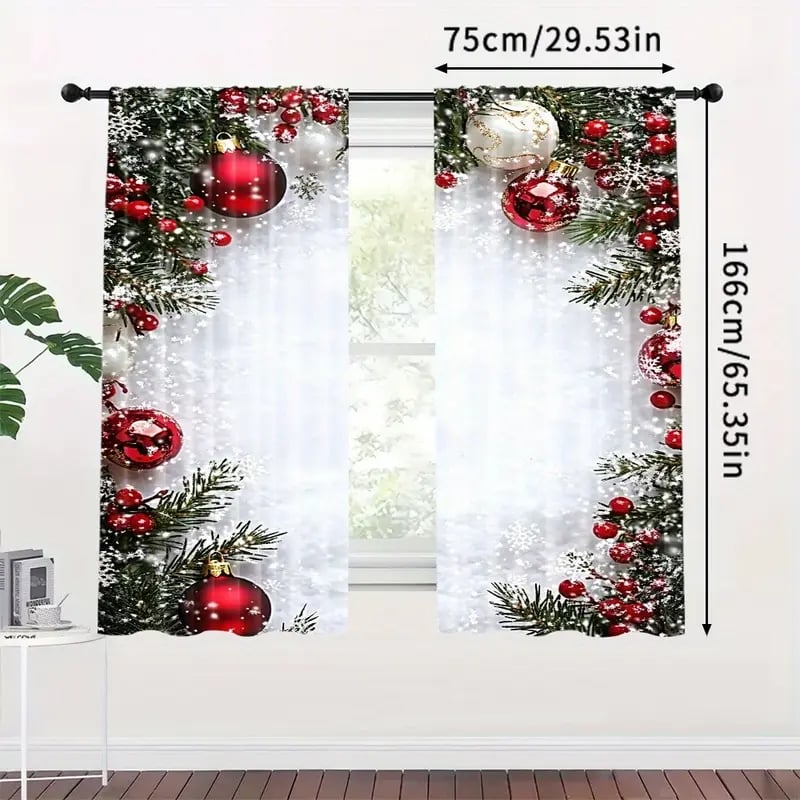 FestiveGleam - Christmas Ball Holiday Curtains