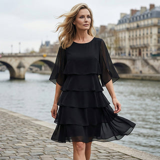 PureElegance – Women’s Layered Ruffle Sleeve Dress