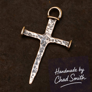 ✝️100% Handmade Silver Rustic Nail Cross (𝐂𝐡𝐚𝐝 𝐒𝐦𝐢𝐭𝐡 𝐇𝐚𝐧𝐝𝐦𝐚𝐝𝐞®)
