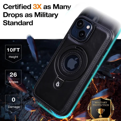 Super Luxury Invisible Stand iPhone Leather Case marnetic