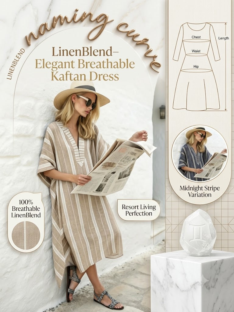 LinenBlend – Elegant Breathable Kaftan Dress