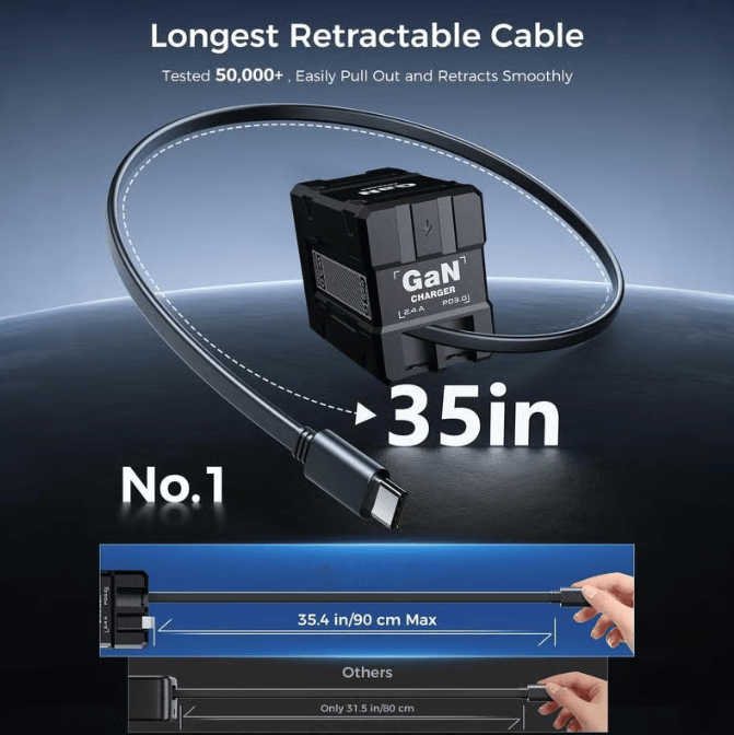 PowerReel - 2-in-1 Retractable Fast Charger