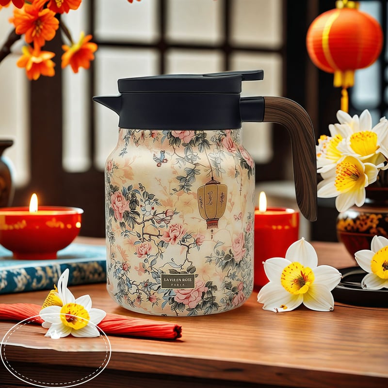 TeaBlossom – Vintage Floral Pattern Thermos with Infuser
