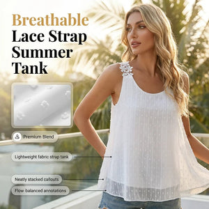 LaceBloom - Elegant Dot Lace Strap Tank Top