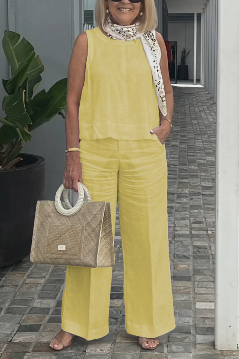 AirLuxe – Sleeveless Cotton Linen Set for All-Day Comfort