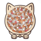 135-Piece Morandi-Colored Cat Shaped Wooden Jigsaw Puzzle