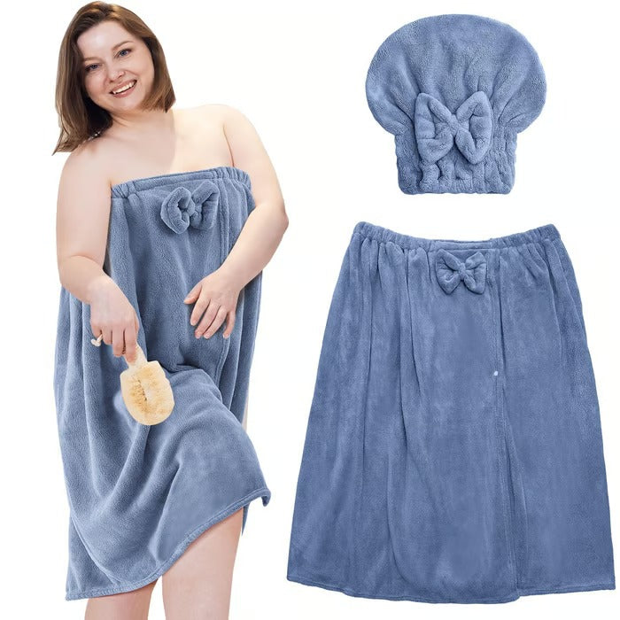 CozyCurve – Plus Size Wrap Bathrobe Set