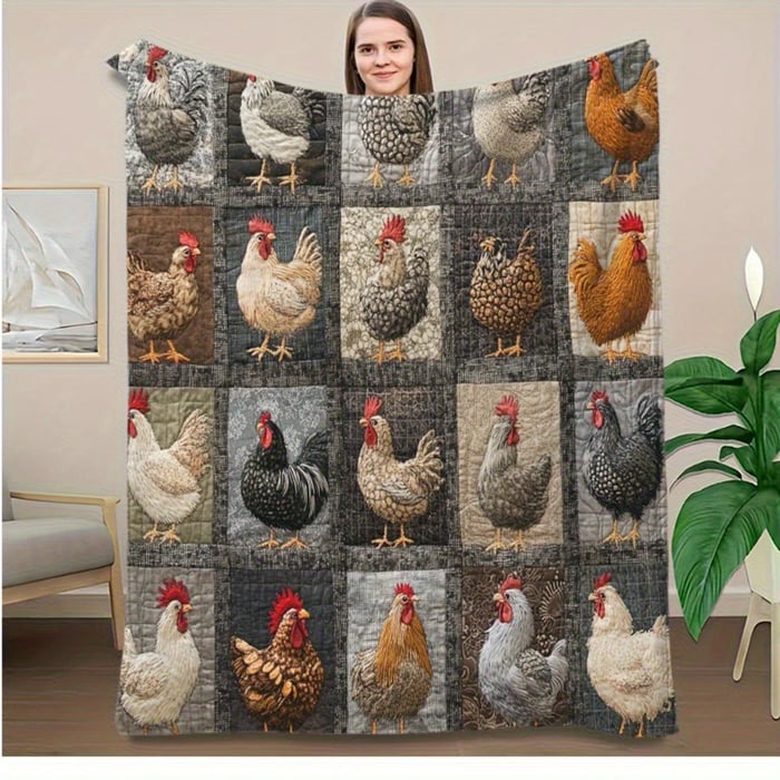 HenHaven – Vintage Chicken Flannel Blanket