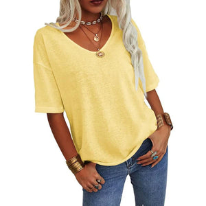 EleganTee - Casual V Neck T Shirt for Women