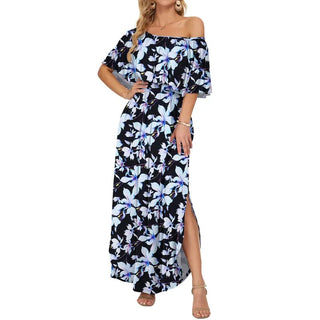 🔥LAST day 49% OFF🔥Women's Off The Shoulder Dress Wedding Guest Dress Summer Casual Long Ruffle Party Side Split Beach Maxi Dresses