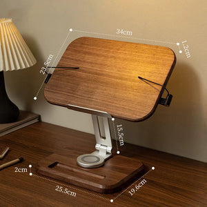 RotateLift™ Black Walnut Aluminum Alloy Book and Laptop Stand marnetic