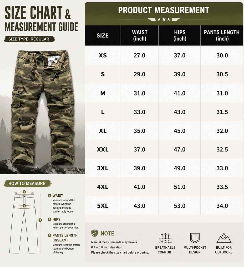 CamoForce – Men’s Multi-Pocket Outdoor Cargo Pants