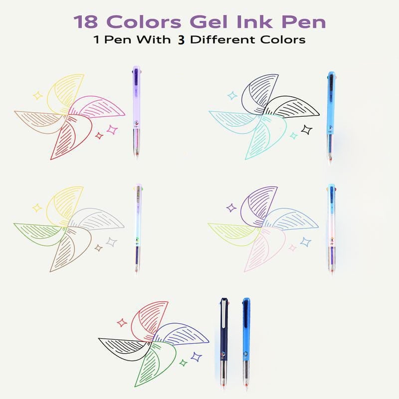 InkFusion – 6 Pack Multicolor Pens with Smooth Ink Flow