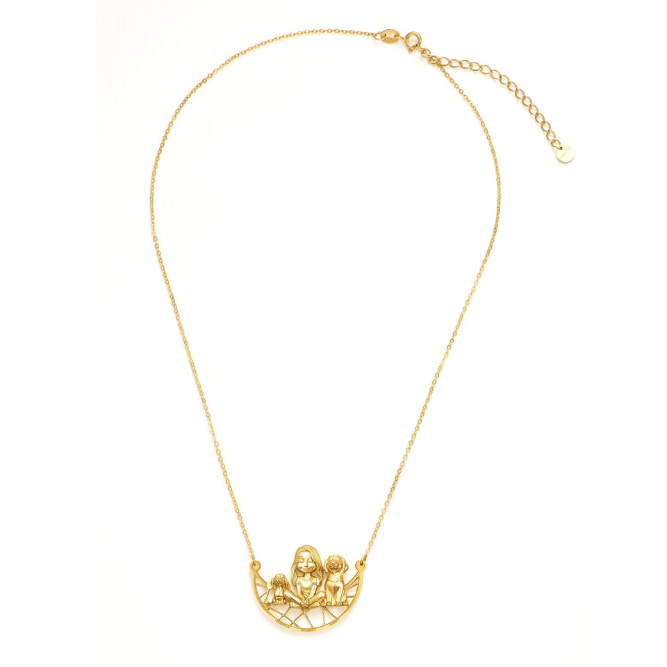 Paw & Heart – Custom Girl With Dogs Necklace