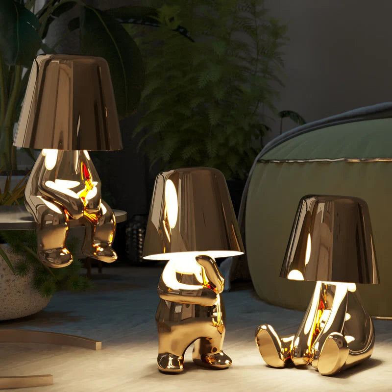 LumiThink – Elegant Gold Thinker Touch Lamp