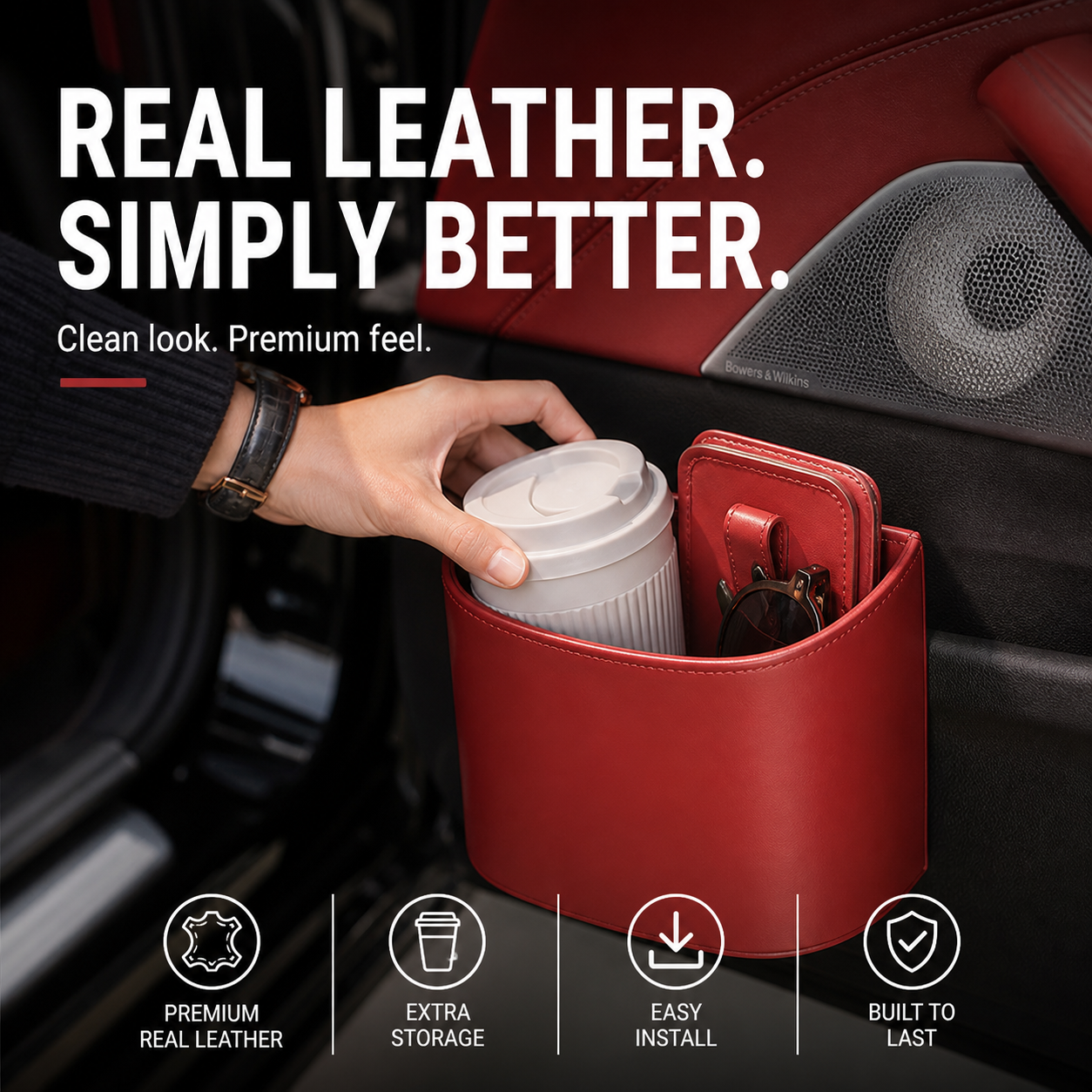 CabinCaddy – Compact PU Leather Car Storage Organizer