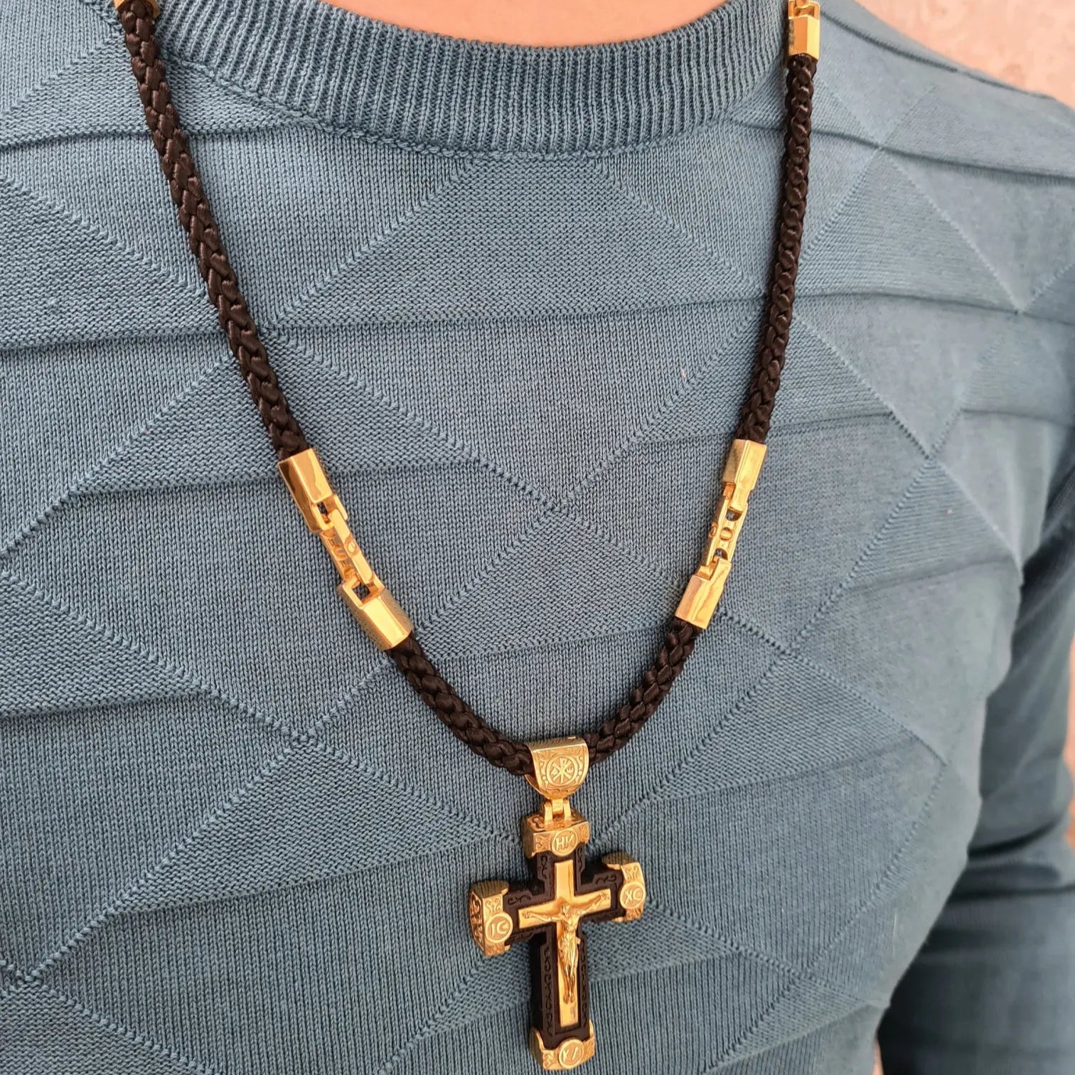 DivineGrace – Handcrafted Rosary with Ornate Golden Crosses