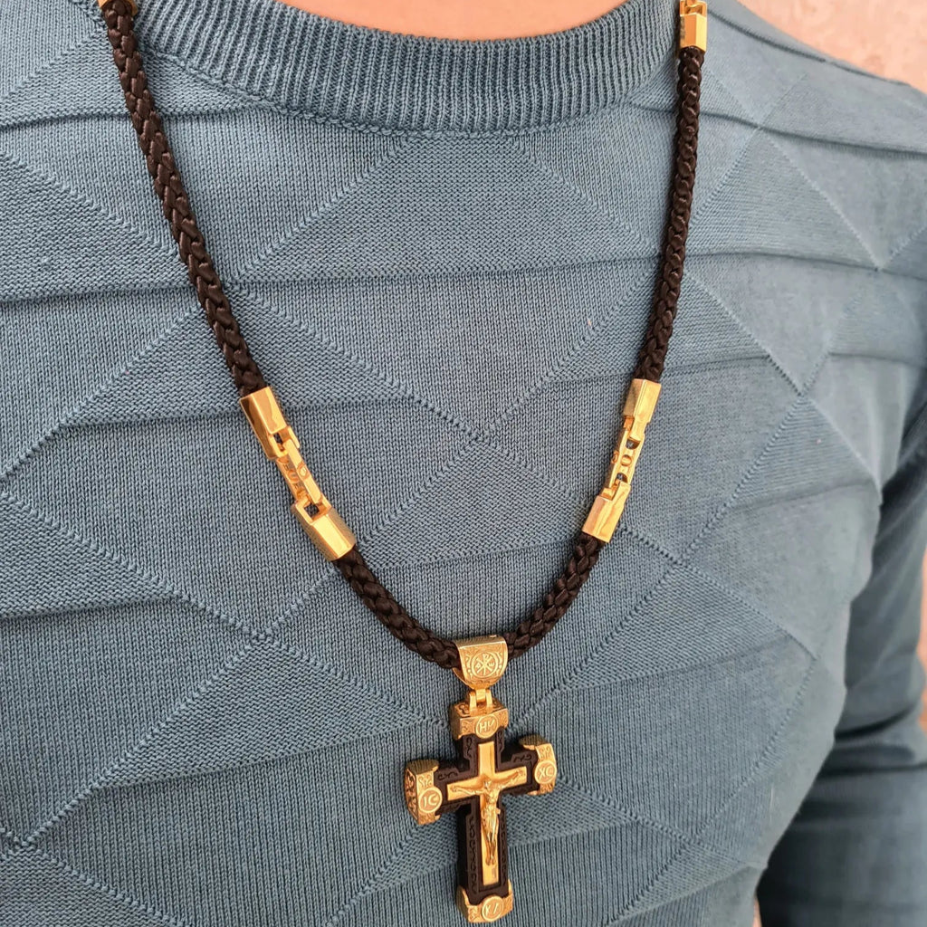 DivineGrace – Handcrafted Rosary with Ornate Golden Crosses