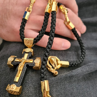 DivineGrace – Handcrafted Rosary with Ornate Golden Crosses
