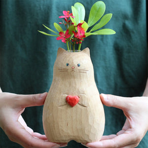 FelineFloral | Unique Hand-Painted Cat Vase