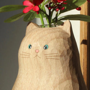 FelineFloral | Unique Hand-Painted Cat Vase