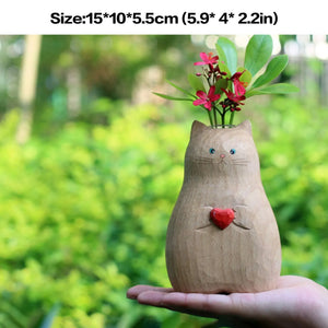 FelineFloral | Unique Hand-Painted Cat Vase