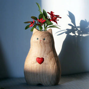 FelineFloral | Unique Hand-Painted Cat Vase