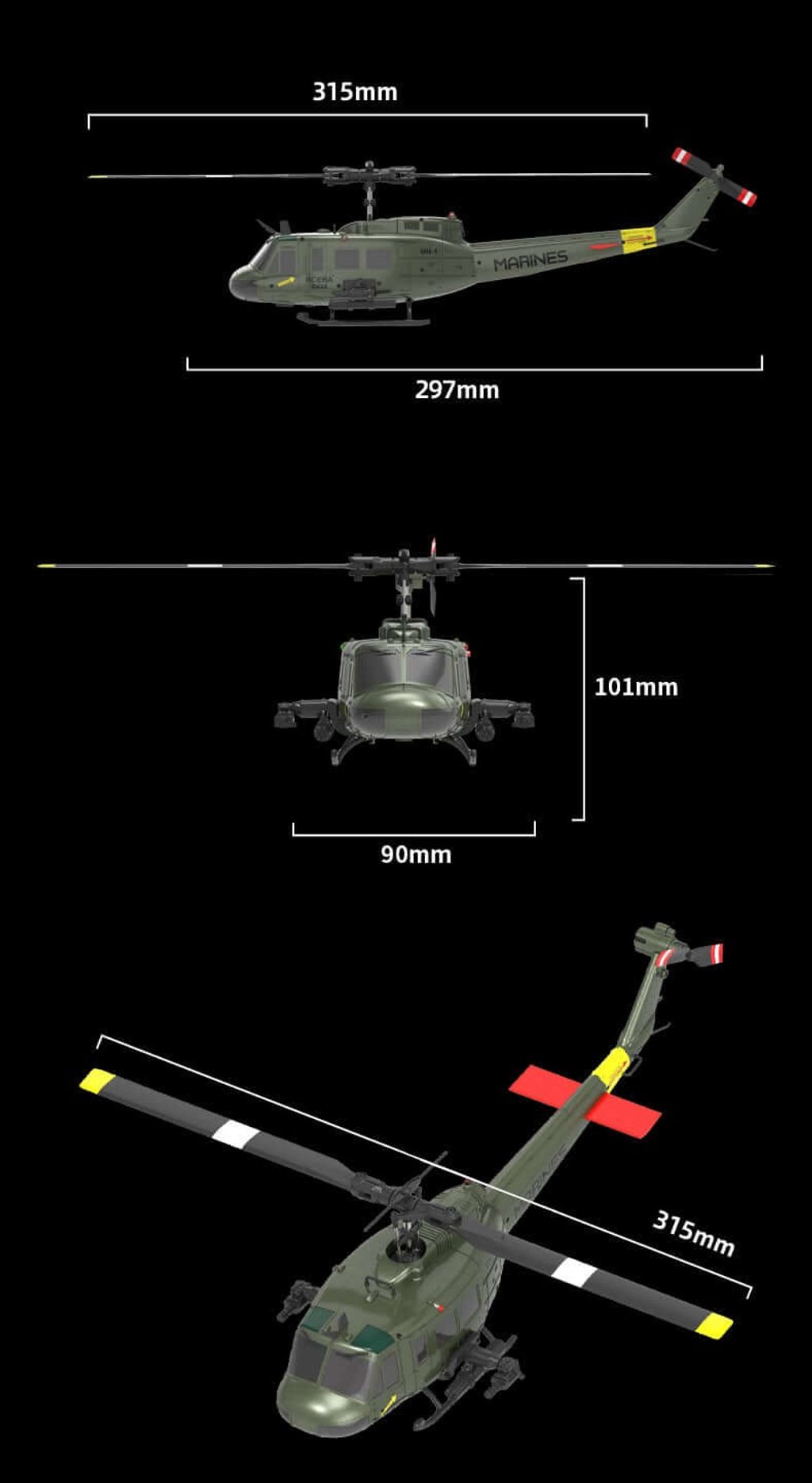 HeliForce - 3D Stunt Huey RC Helicopter for Precision Flying