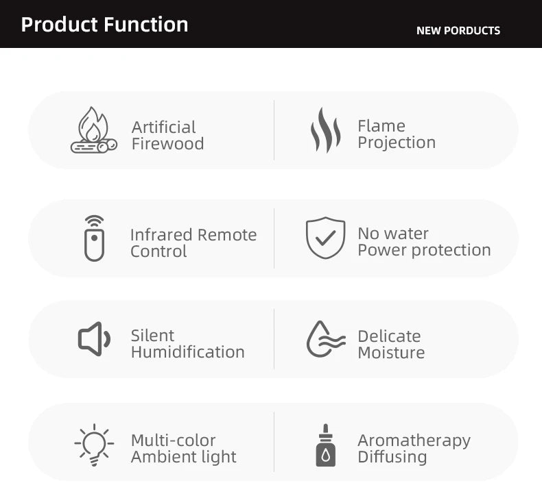 BlissFire - LED Flame Diffuser | Relax with Warm Glow & Mist