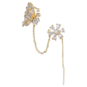 FloraWing – Butterfly & Bloom Ear Cuff Earrings