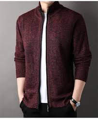 AuraKnit – Men's Fashion Stand Collar Cardigan Sweater