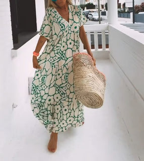 FloraFemme – Short Sleeved Printed Summer Dress