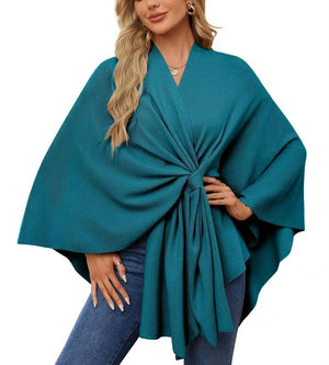 CozyDrape – Elegant Open Front Poncho Wrap for Effortless Style