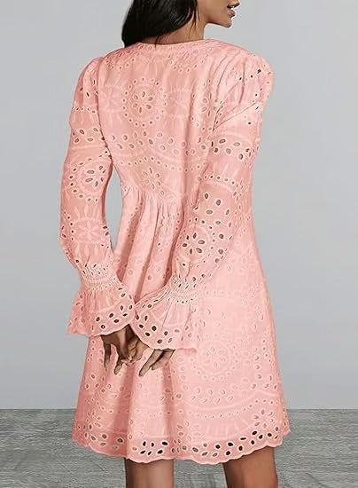 PetalEase – Soft Eyelet Lace Dress