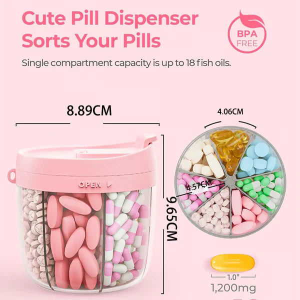 EasyDose – Compact Pill Dispenser with 6 Compartments