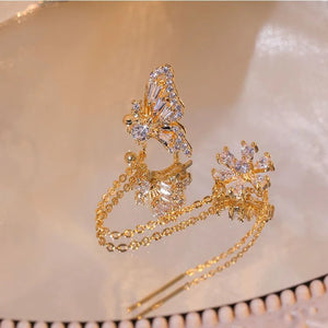 FloraWing – Butterfly & Bloom Ear Cuff Earrings
